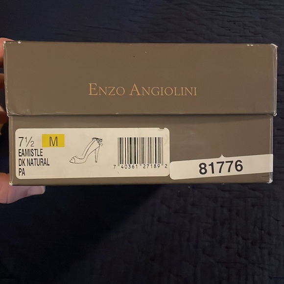 Enzo Angiolini Eamistle Natural Nude Peep Toe Heels a/Ankle Lace Bow - Size 7.5 - Picture 6 of 8